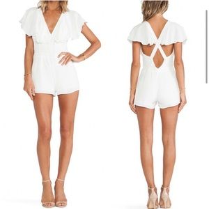 Lovers + Friends Cleo Flutter Sleeve Romper Ivory